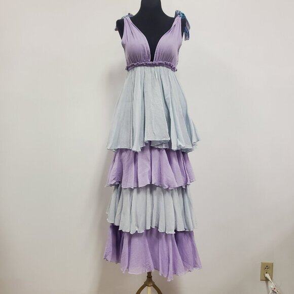 Pitusa Dresses & Skirts - Pitusa Babydoll Pastel Ruffle Maxi Dress Size XS Petite Fairy Boho Coquette